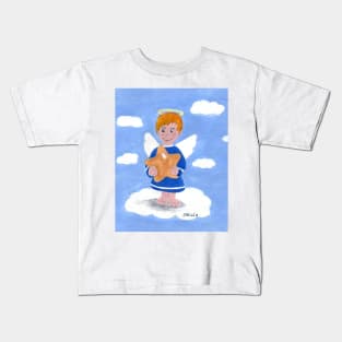 Little blond angel boy with star Kids T-Shirt